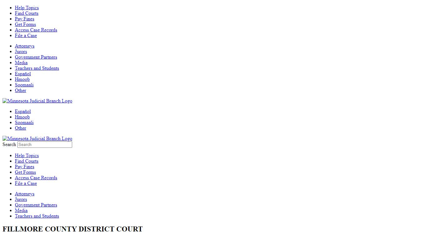 Minnesota Judicial Branch - Fillmore County District Court